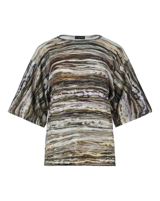Conquista Gray Strukturiertes, Bedrucktes Oversize-T-Shirt Mit Strickeffekt