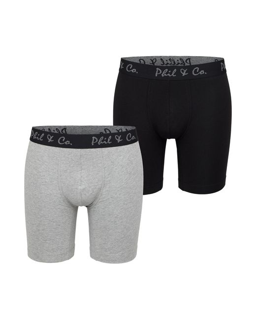 Phil & Co. Berlin Retro Boxer Long Boxer 2-Pack in Black für Herren