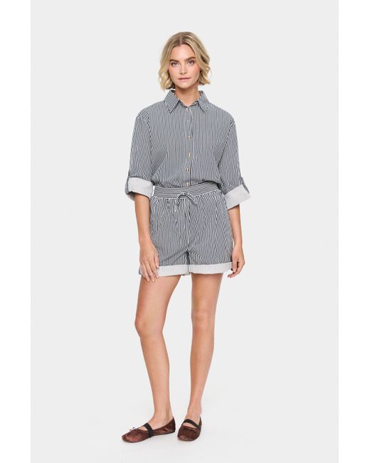 Saint Tropez Short Regular Fit Ice Nightsky Stripe Dark Blue in het Gray