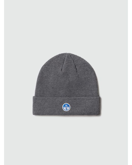 North Sails Beanie Micro-Rib-Strick Mit Logo-Patch in Blue für Herren