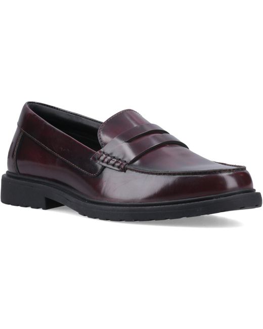 Hush Puppies Brown Verity Slip On Leather Plum Loafers