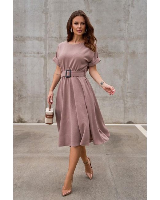 Issa Plus Dag Dames Geweven Jurk In Beige in het Brown