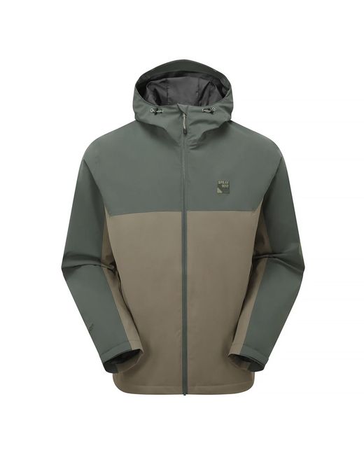 Sprayway Green Lightweight Waterproof Hiking Jacket With Hood Half Zip Rain Shell Coat for men