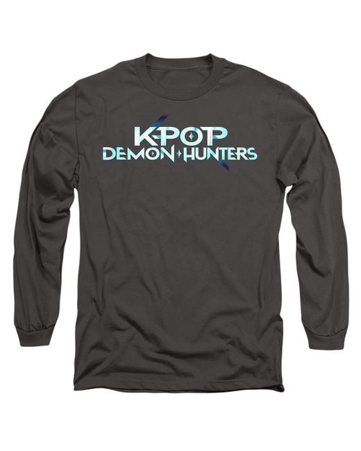 K-Pop Demon Hunters Gray Adult Logo Long-Sleeved T-Shirt