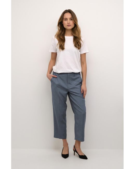 Kaffe Blue Pants Suiting Regular Fit Pinstripe