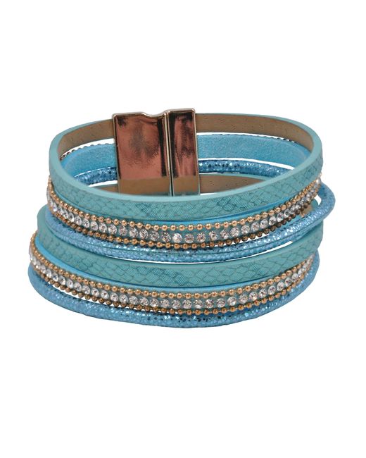 Steuer Blue Modeschmuck Armband Velour Hellblau 6-Reihig