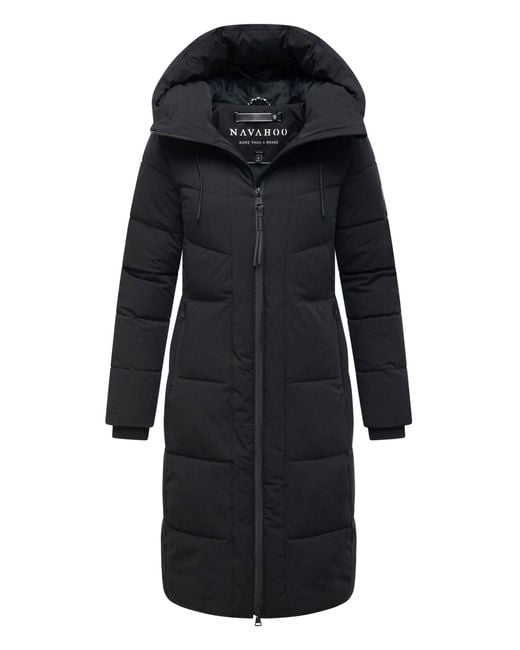 Navahoo Damen Winter Steppmantel Schokokuss – Elegant, Warm & Funktional in Black für Herren