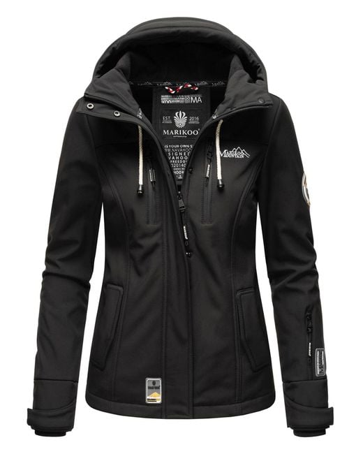 Marikoo Softshelljas – Kleine Zicke, Warm Met Capuchon & Fleecevoering in het Black