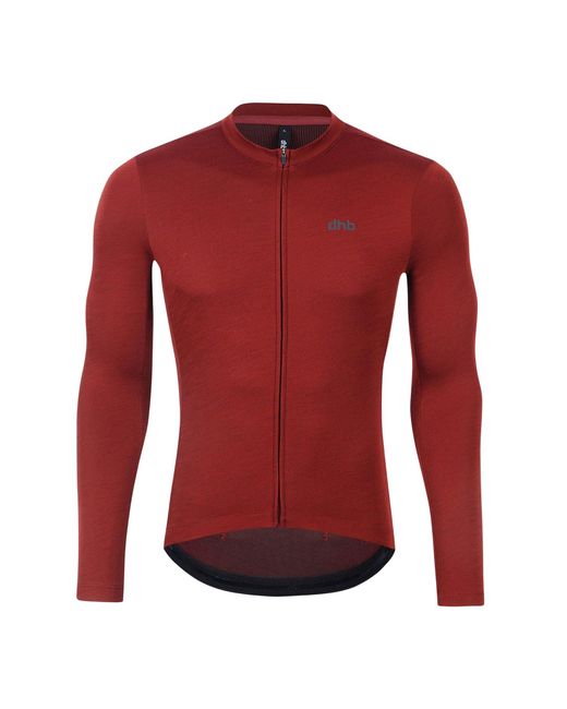 Dhb Aeron 2.0 Merino Wool Long-Sleeved Cycling Jersey (Fired Brick) for men