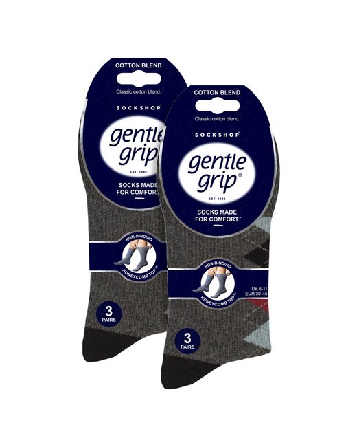 Gentle Grip Blue 6 Pairs Cotton Socks for men