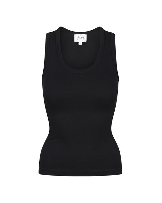 Ruey Black Ladies Essentials Scoop Neck Tank Sculpting Recycled Stretch Fit
