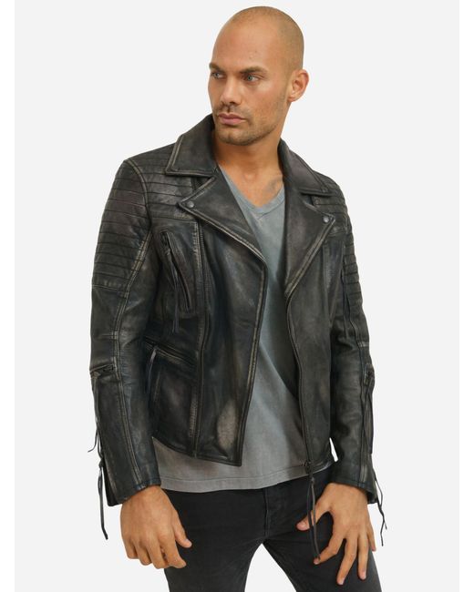 trueprodigy Gray Lederjacke Bryan for men