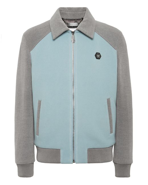 Philipp Plein Satin Coster Bomber Jacket Contrast in het Blue voor heren
