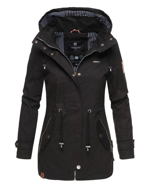 Marikoo Black Leichte Damen Übergangsjacke Mit Abnehmbarer Kapuze