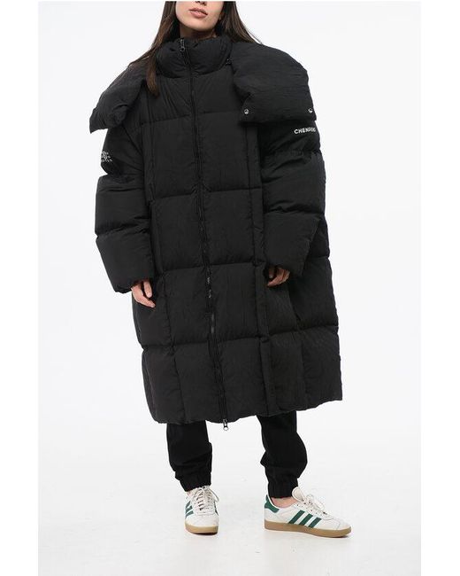 Maison Margiela Mm6 Gewatteerde Maxi-donsjas Met Afneembare Capuchon In Zwart in het Black