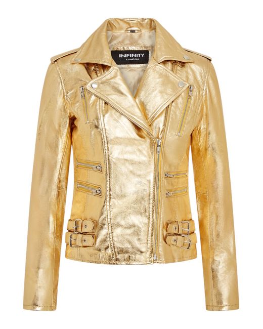 Infinity Leather Metallic Brando Biker Jacket-Loddon Lamb Leather