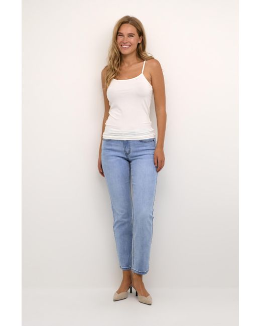 Kaffe Jersey Top Regular Fit Chalk White in het Blue