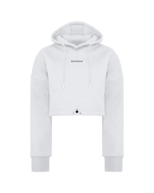 BOXRAW White Johnson Cropped Hoodie
