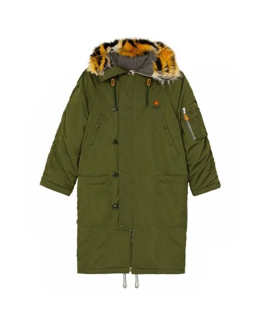 KENZO Gewatteerde Parka Donker Kaki Groene Jas in het Green voor heren