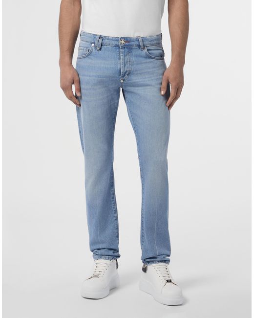 Philipp Plein Basic Straight Cut Jeans in het Blue voor heren