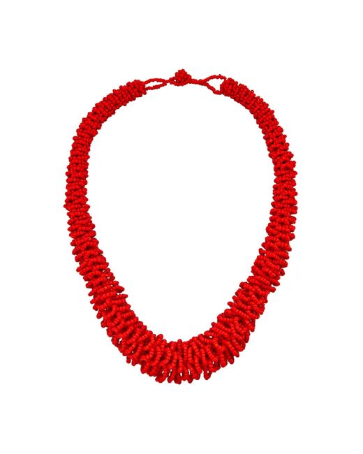 Steuer Red Modeschmuck Kette Glasperle Rot Gerflochten
