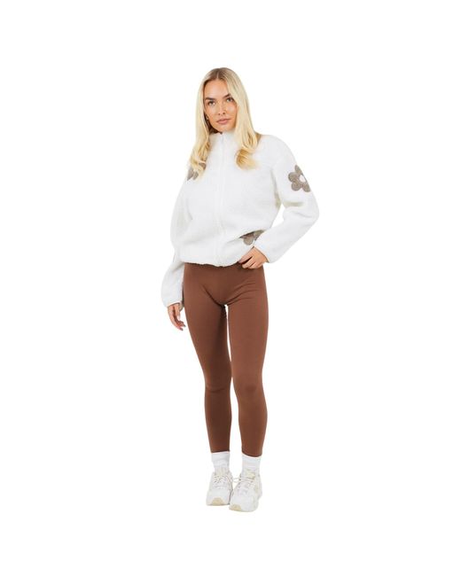 Brave Soul Polyester Effen Legging (Chocolade) in het White
