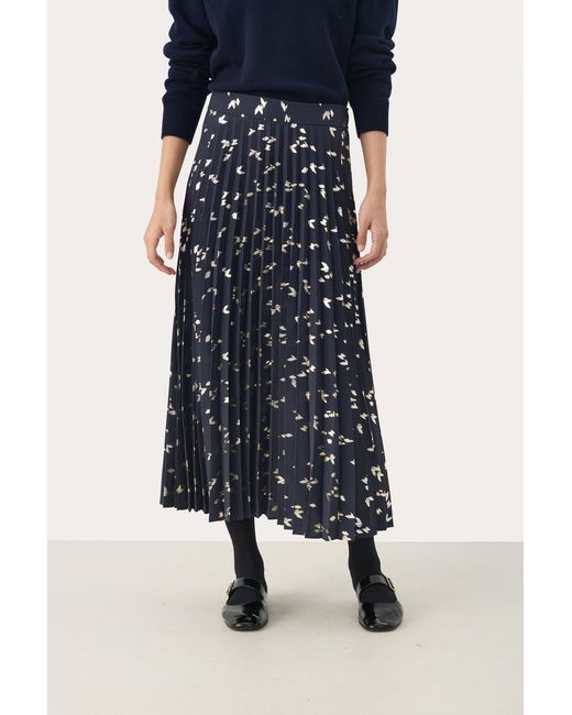 Part Two Rok A-Shape Foil Print in het Blue