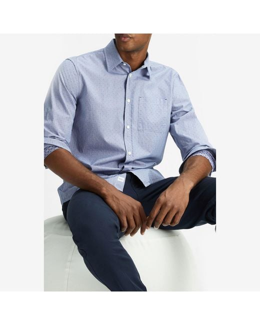 Gas Overhemd Met Lange Mouwen Model Ben in het Blue voor heren