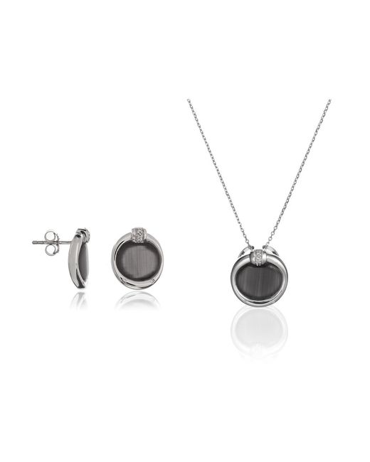 Orphelia Metallic 925 Sterling Set: Chain-Pendant + Earrings