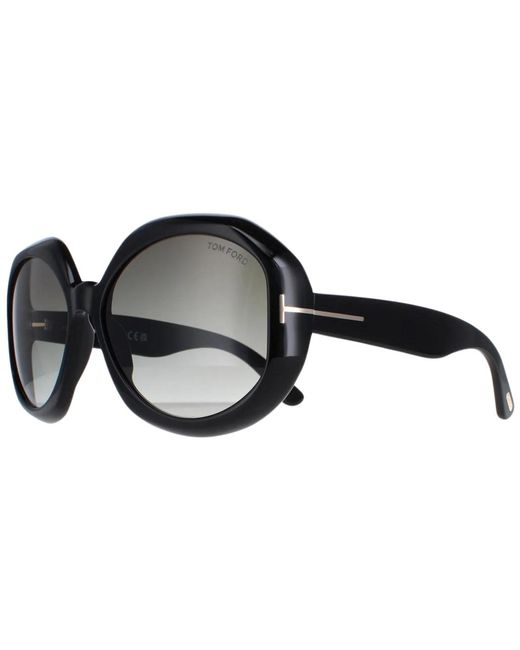 Tom Ford Georgia 02 Ft1011 01B Glanzend Smoke Gradient Zonnebril in het Black