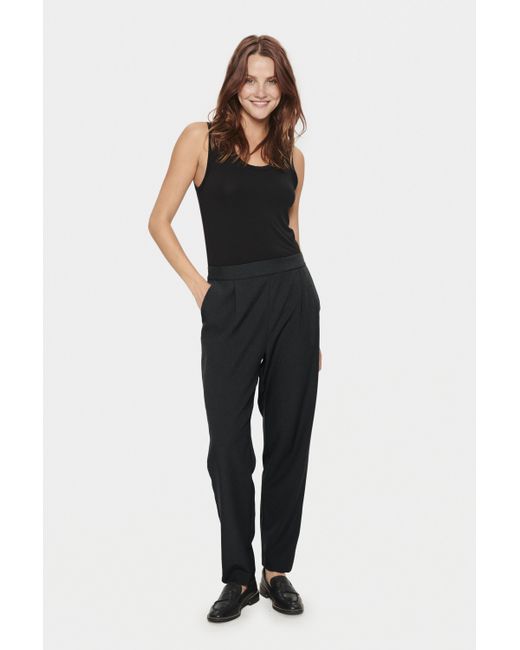 Saint Tropez Casual Broek Classic Fit Night Sky Navy in het Black