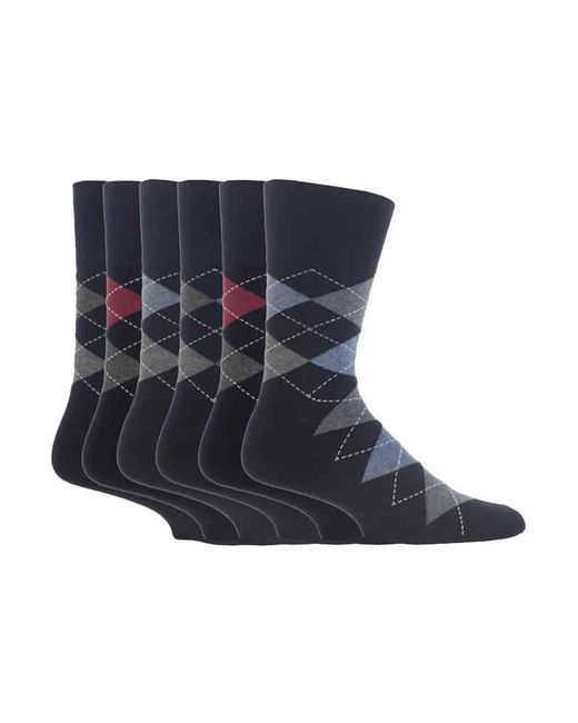 Gentle Grip Blue 6 Pairs Non Elastic Socks for men