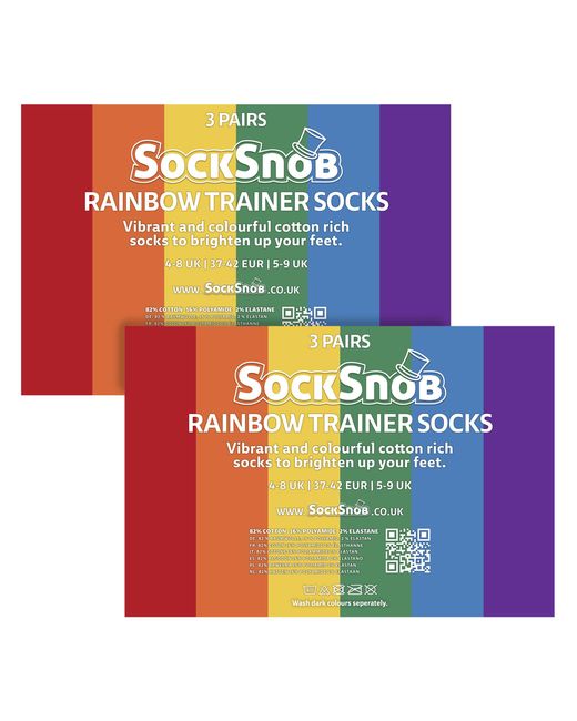 Sock Snob White 6 Pack Ladies Trainer Cotton Socks Bright Colourful Striped