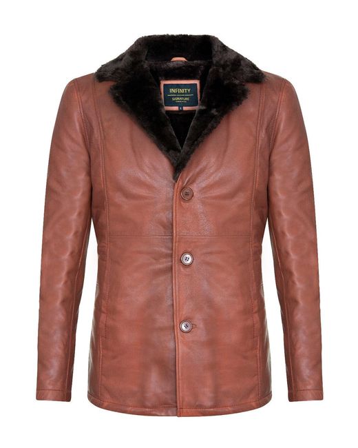 Infinity Leather Red Reefer Blazer Jacket -Pablo for men