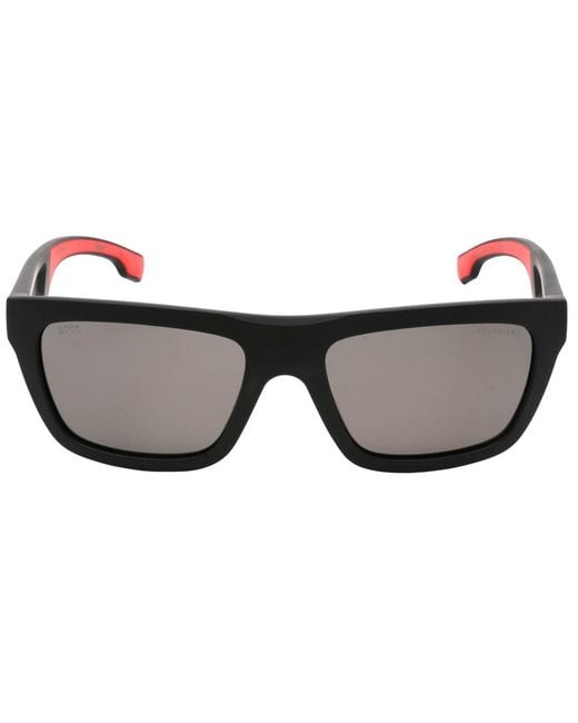 Boss Matte Zwarte Grijze Zonnebril Met Gepolariseerde Lens in het Gray voor heren