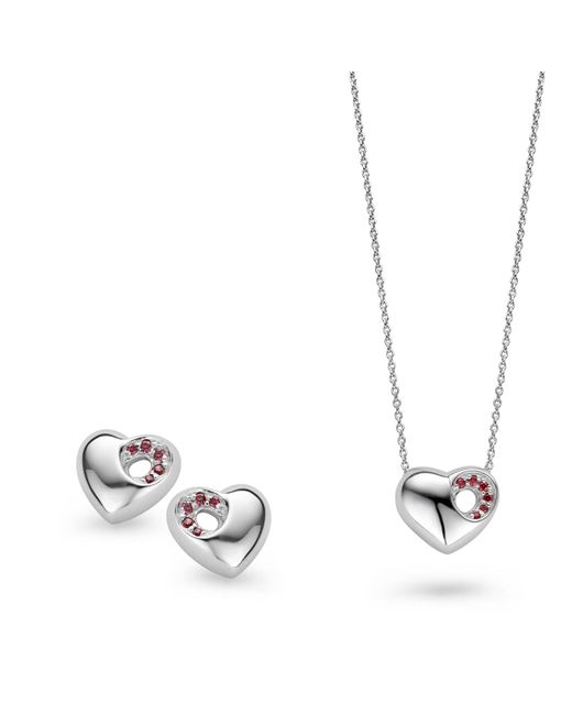 Orphelia White 925 Sterling Set: Chain-Pendant + Earrings