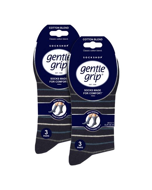 Gentle Grip Blue 6 Pairs Cotton Socks for men