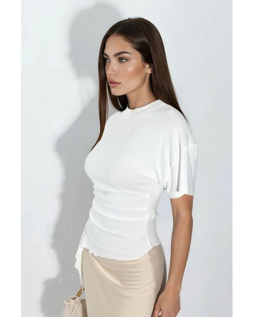 Busem Oversized Crewneck Drape Blouse in het White