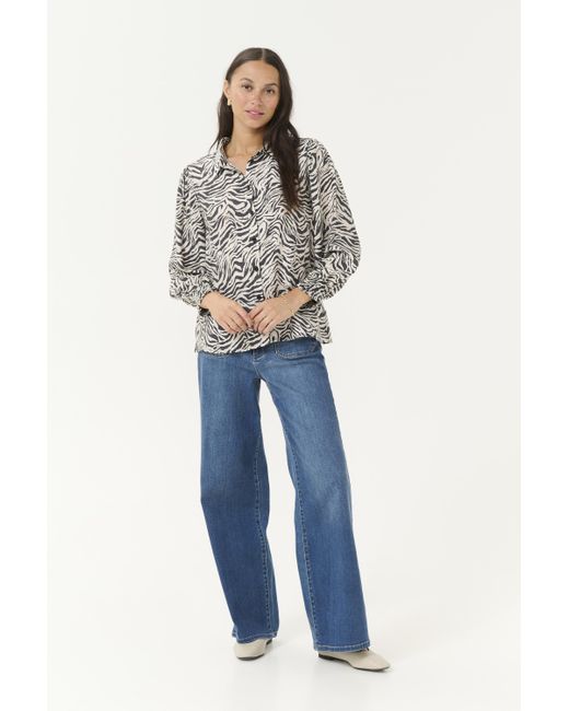 Kaffe Overhemd Met Lang Mouwen Regular Fit Black Oyster/moonstruck Animal in het Blue