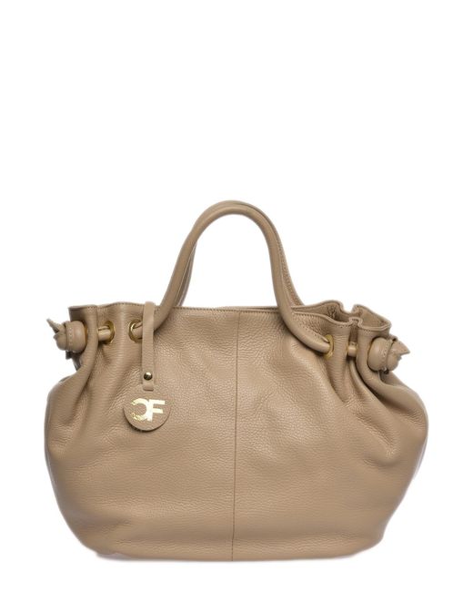 Carla Ferreri Beige Rundleer Tas in het Natural