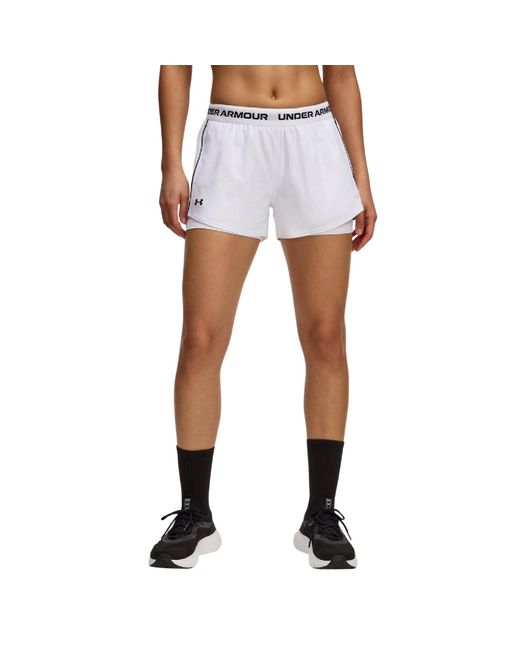 Under Armour Dames Play Up Tech 2-in-1 Shorts (wit) in het Blue