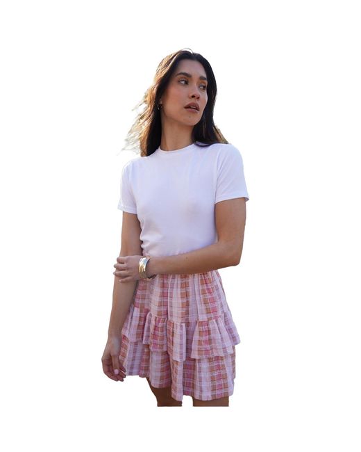 Threadbare Gingham Regelmatige Minirok in het Purple