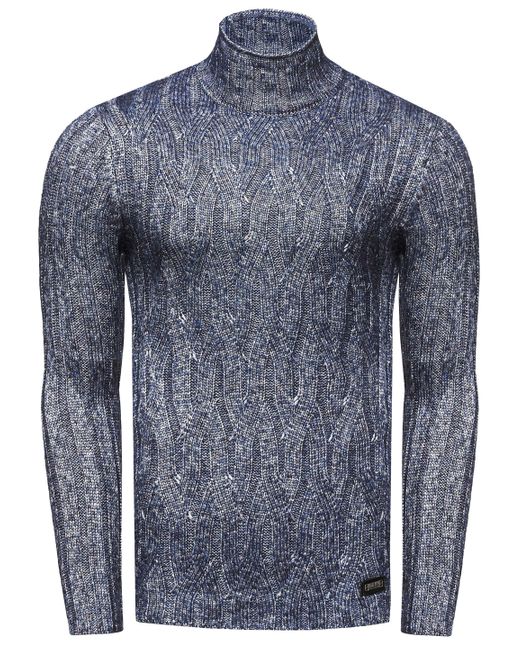 Rusty Neal Clubwear Gebreide Trui Met Hoge Hals in het Blue voor heren