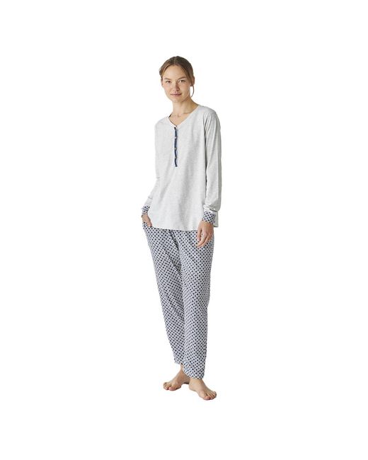 J&j Brothers White Jjbep1600 Long Sleeve Cotton Pajamas