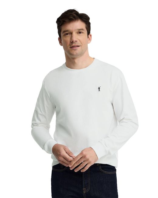 POLO CLUB White Long Sleeve Crew Neck T-Shirt L-S34 for men