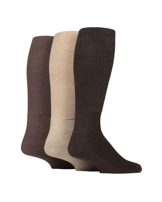 IOMI Brown 3 Pack Ladies Knee High Soft Bamboo Diabetic Socks for men