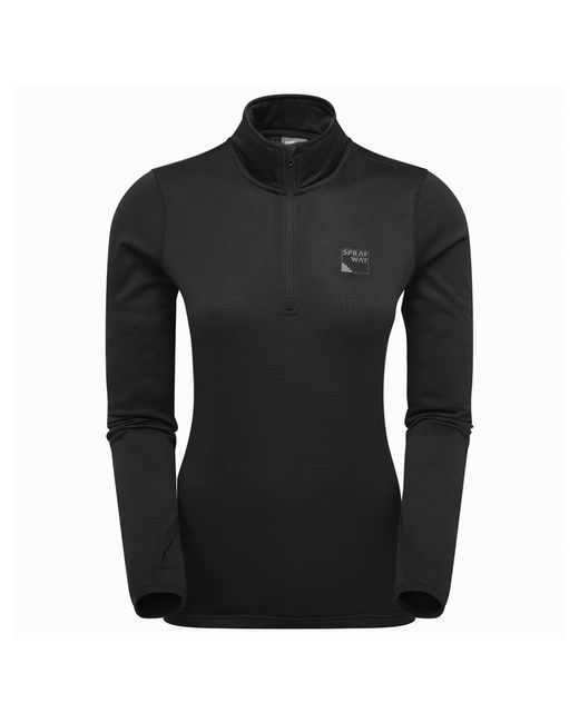 Sprayway Black Ladies Fleece Half Zip Top With Thumb Loops Winter Hiking Wear