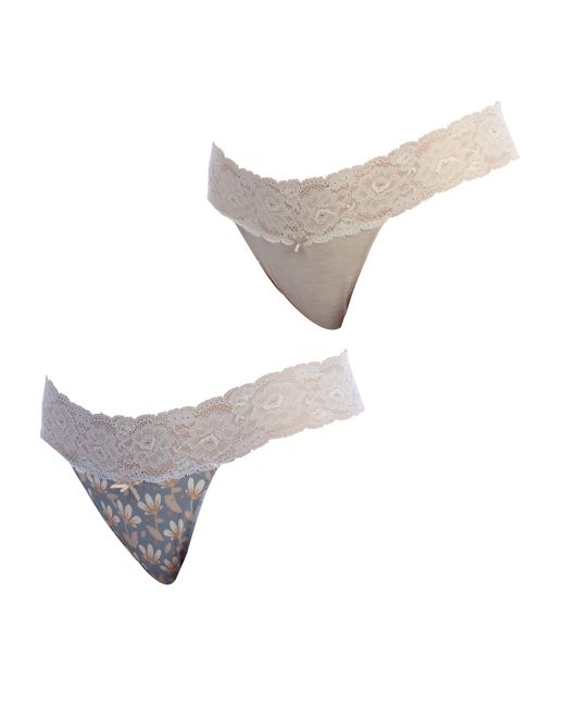 Janira Gray Pack-2 Coquettes Cotton Thongs 1032357 For