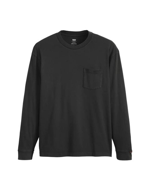Levi's Authentic Pocket T-shirt Met Lange Mouwen (zwart) in het Black voor heren