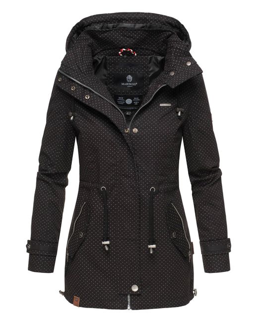 Marikoo Black Leichte Damen Übergangsjacke Mit Abnehmbarer Kapuze